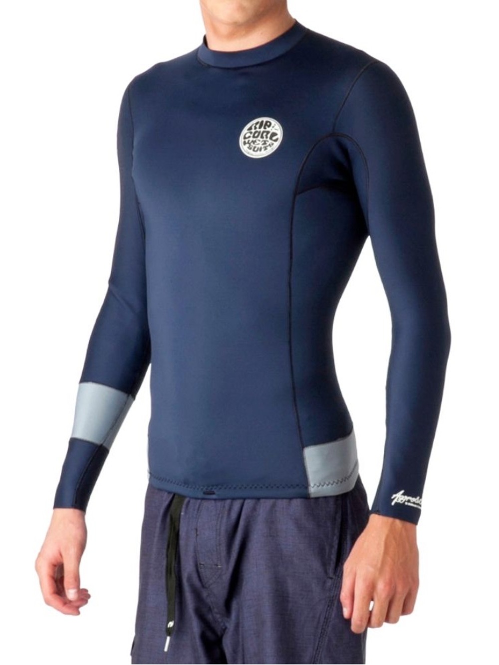 Rip Curl Navy & Light Gray Men’s Long Sleeve Rash Guard 1.5mm L/S Jacket